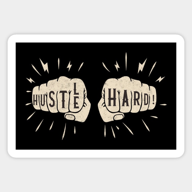 Hustle Hard Motivational Fists Sticker by Foxxy Merch